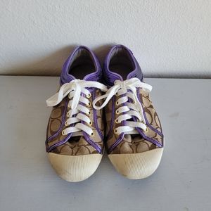 Coach Zorra Royal Jeweled Purple Satin Sequined Sneakers